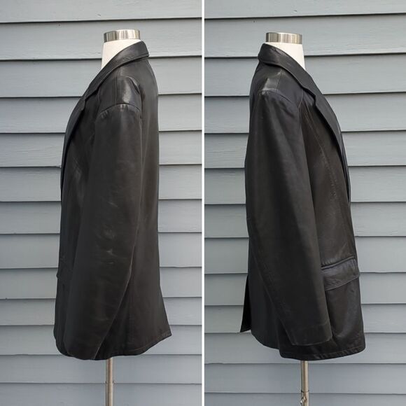 Lone Pine Buttery Soft Black Lambskin Leather One Button Blazer Jacket Coat 40 - Picture 3 of 9